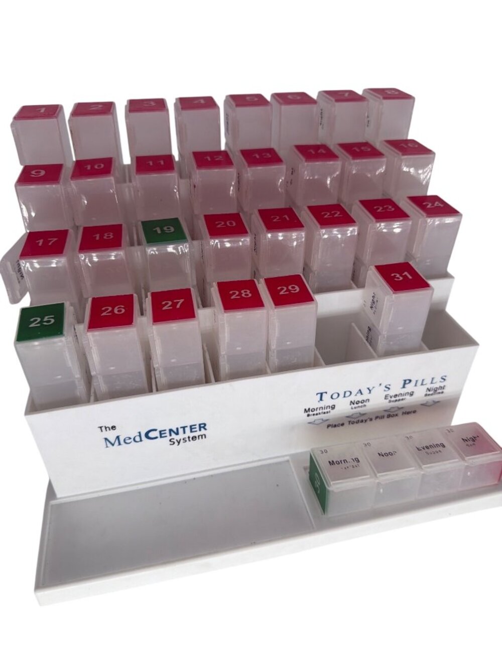 MedCenter Monthly Pill Organizer With 31 Day Compartments & Reminder Slots